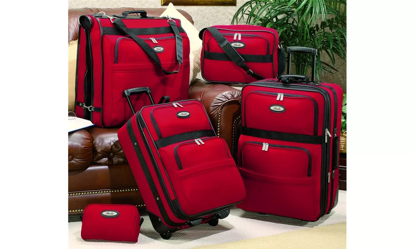 Ultralite Five Piece Luggage Set, with Wheels & more; Color Red - Primary Image