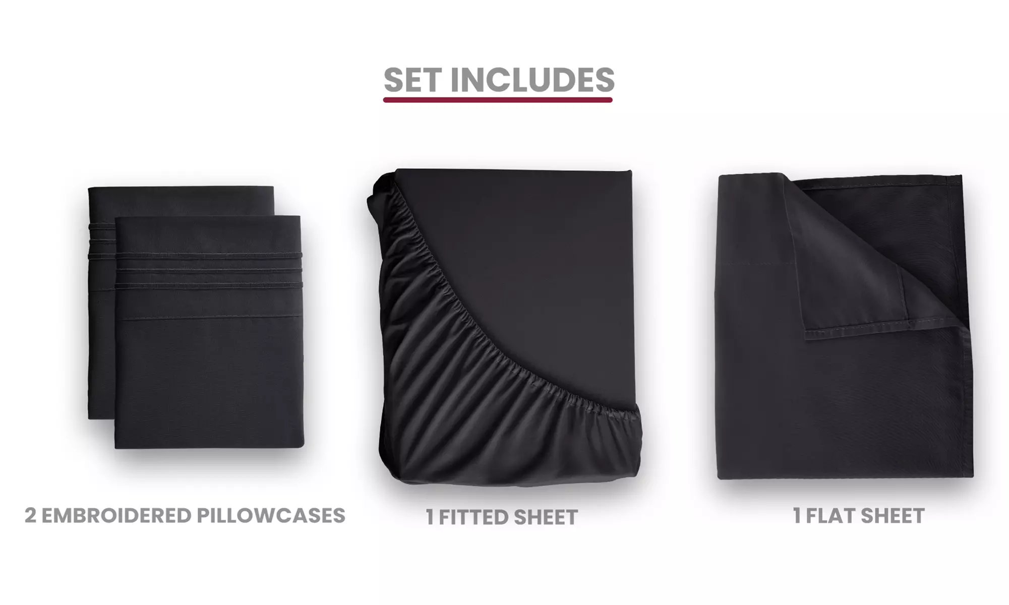 Lux Decor 4Pc Deep Pocket Sheet Set With Embroidered Pillowcases & Giftable Bag