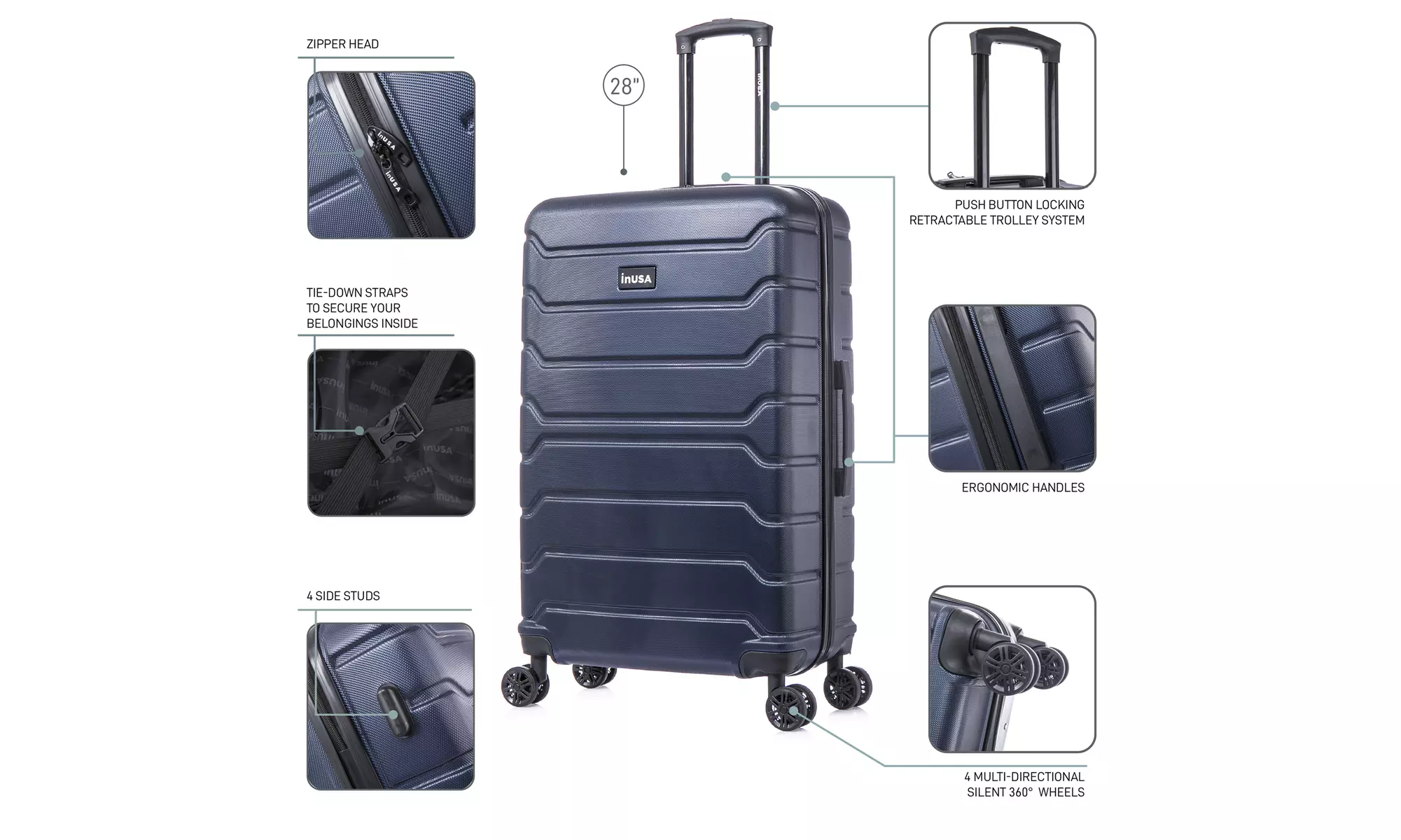 InUSA Trend lightweight hardside spinner luggage 20'', 24", 28" 