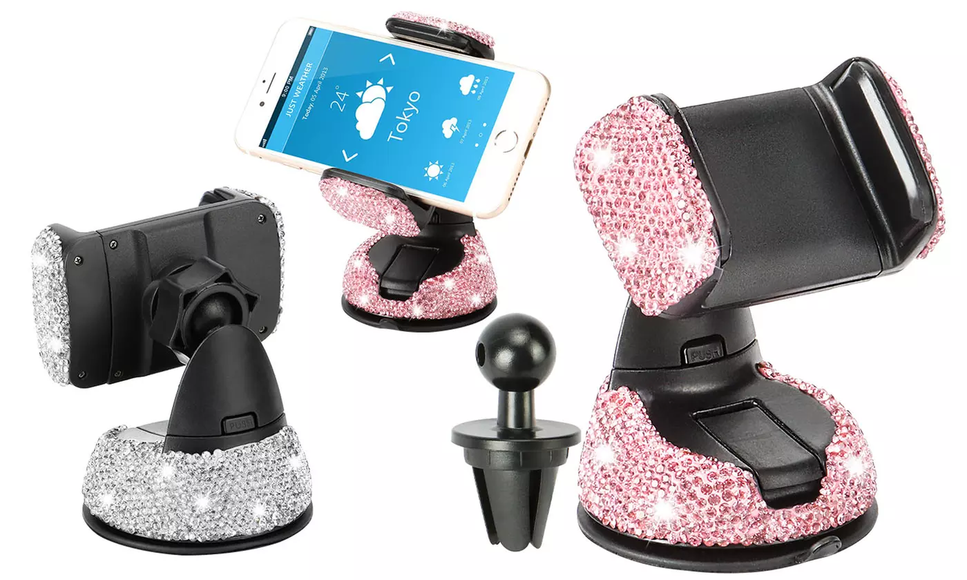 Bling Crystal Car Phone Mount with Air Vent Base Holder Stand for Cell Phone - Primary Image