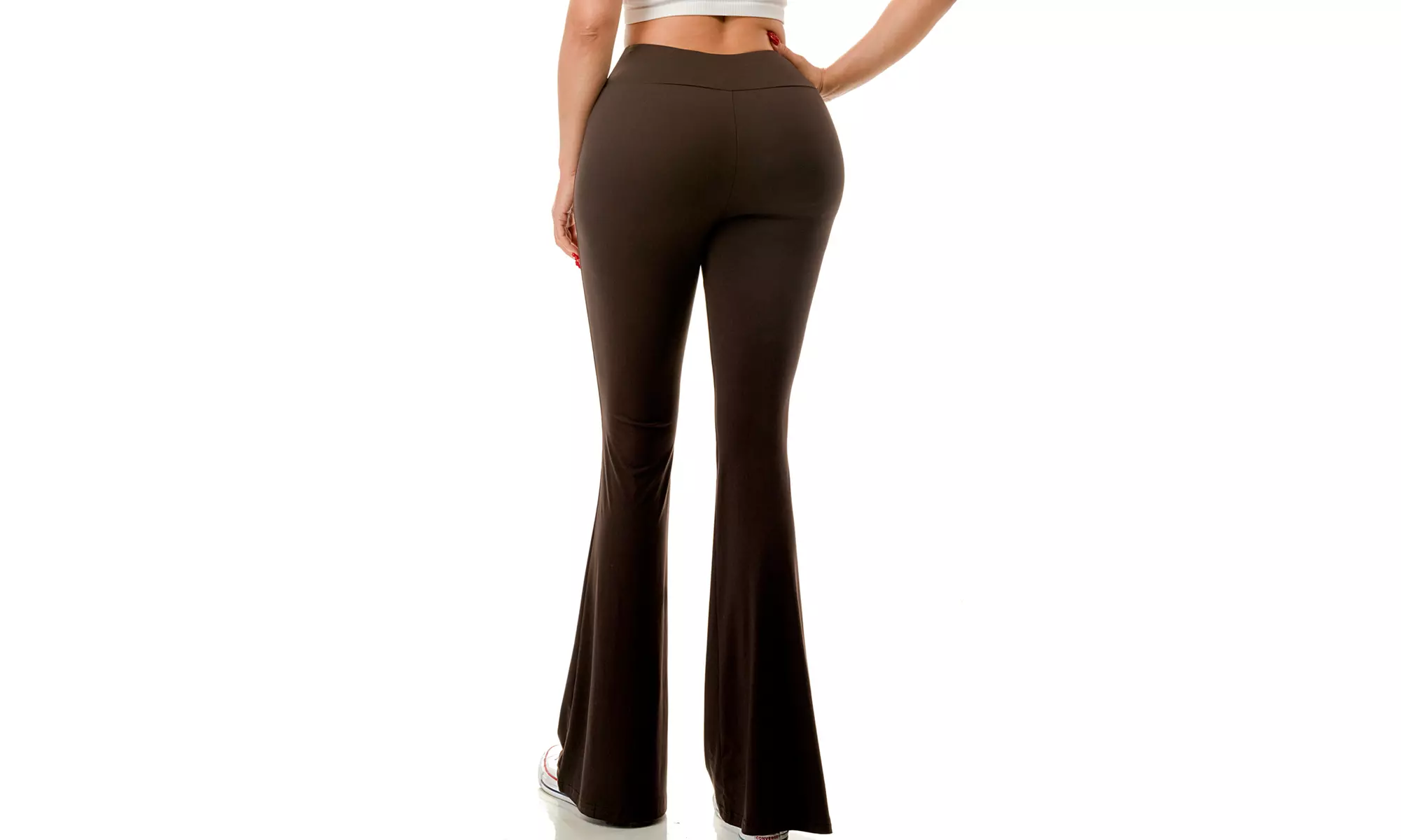 Women's High Waist Flare Leg Pants Elastic Tummy Control Yoga Casual Leggings