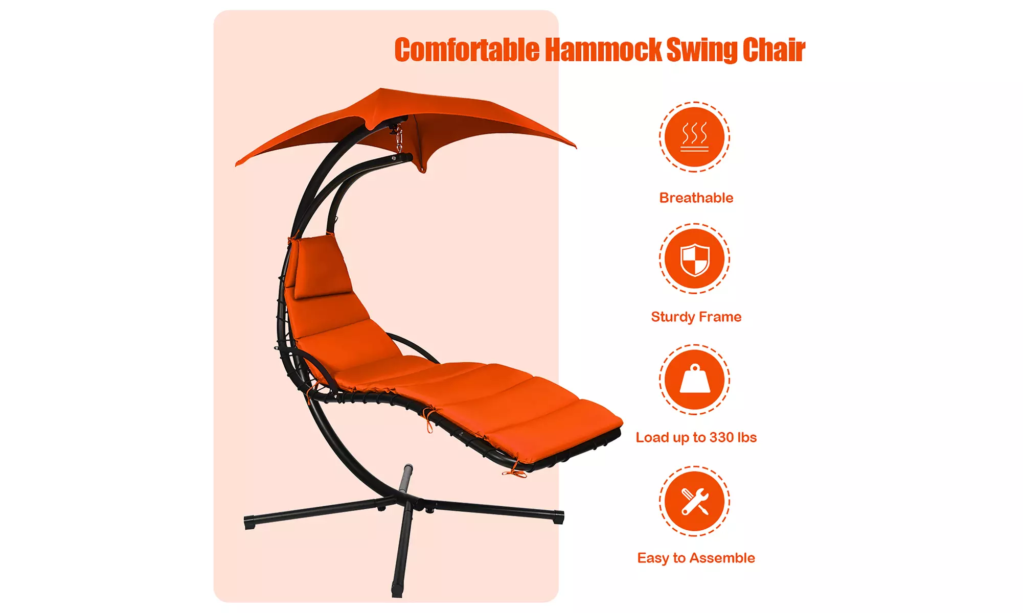 Costway Hanging Swing Chair Hammock Chair w/ Pillow Canopy Stand 3 colors