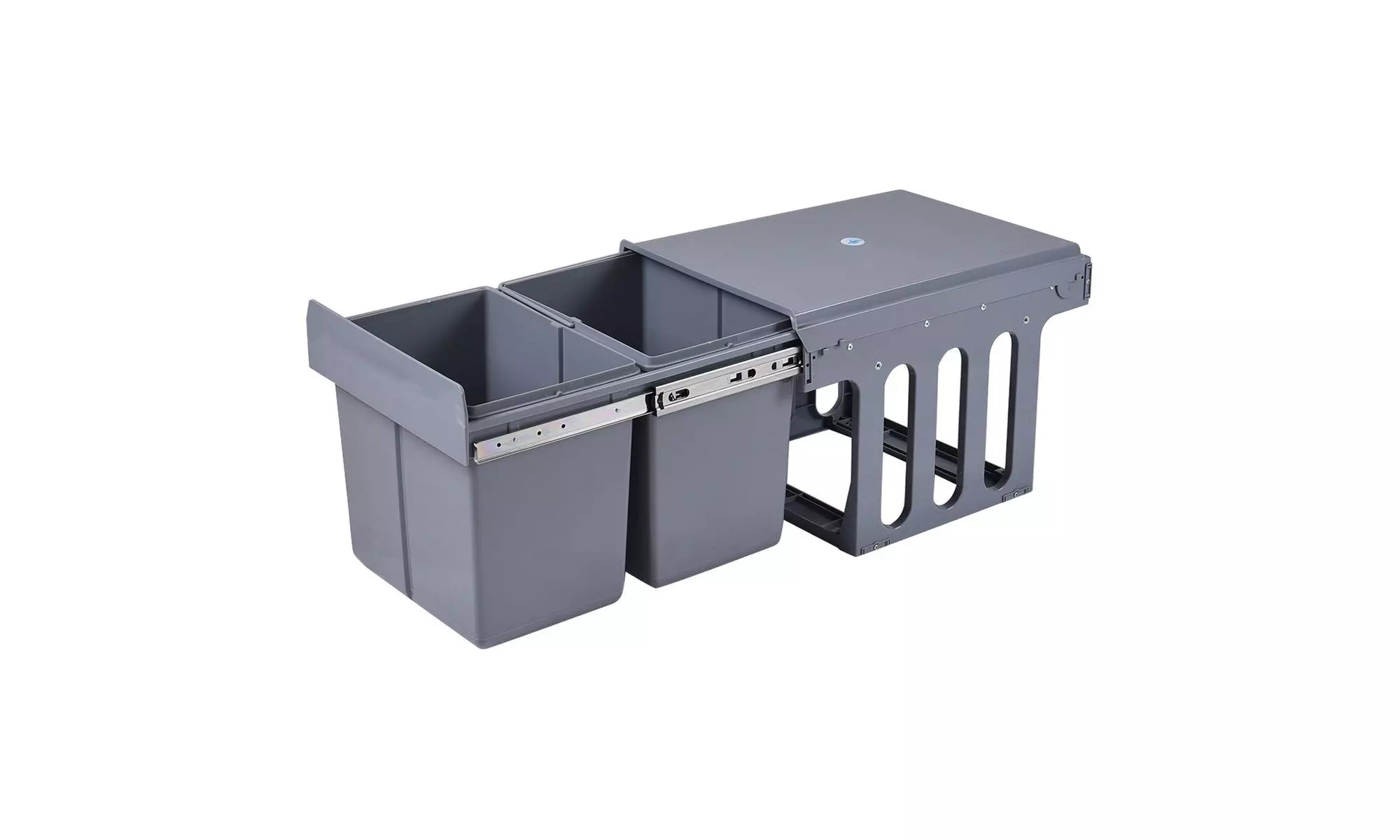 Household Kitchen Pull Out Recycling Waste Bin Rubbish Trash 2-Compartment 8 Gal - Primary Image