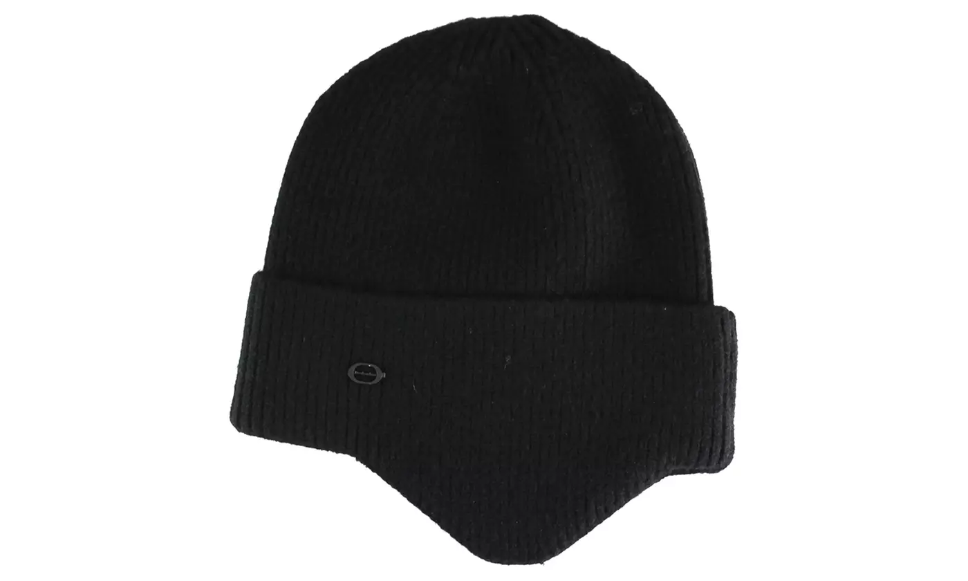 Mens Winter Warm Knit Fleece Lined Beanie Hat with Ear Flaps