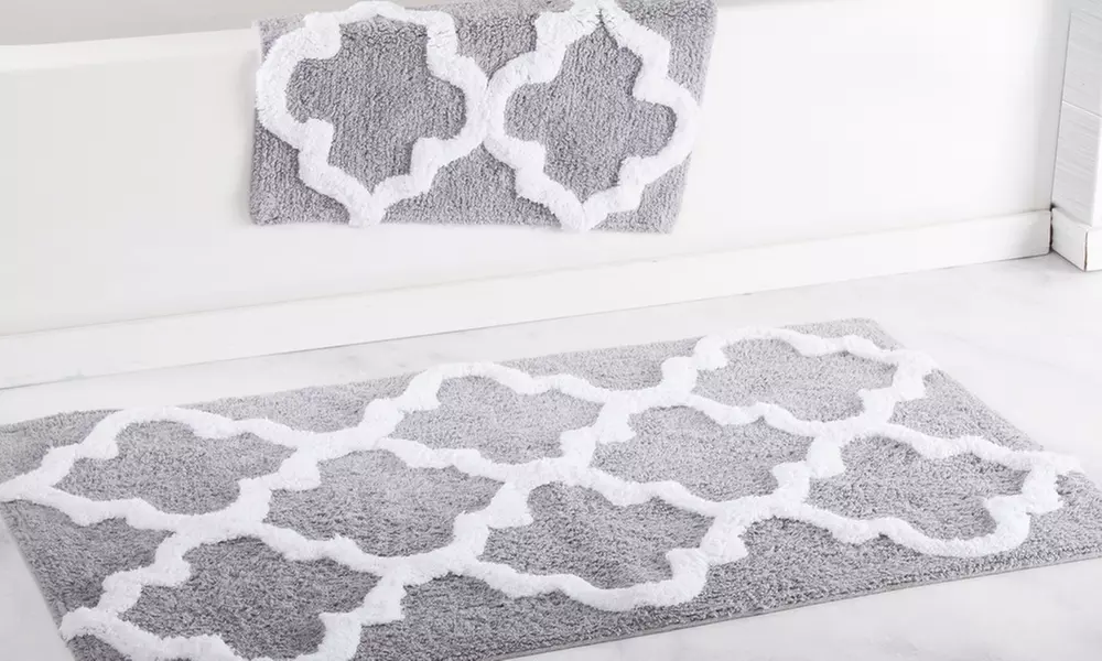 Lavish Home 100% Cotton Trellis Bath Mat Set (2-Piece)