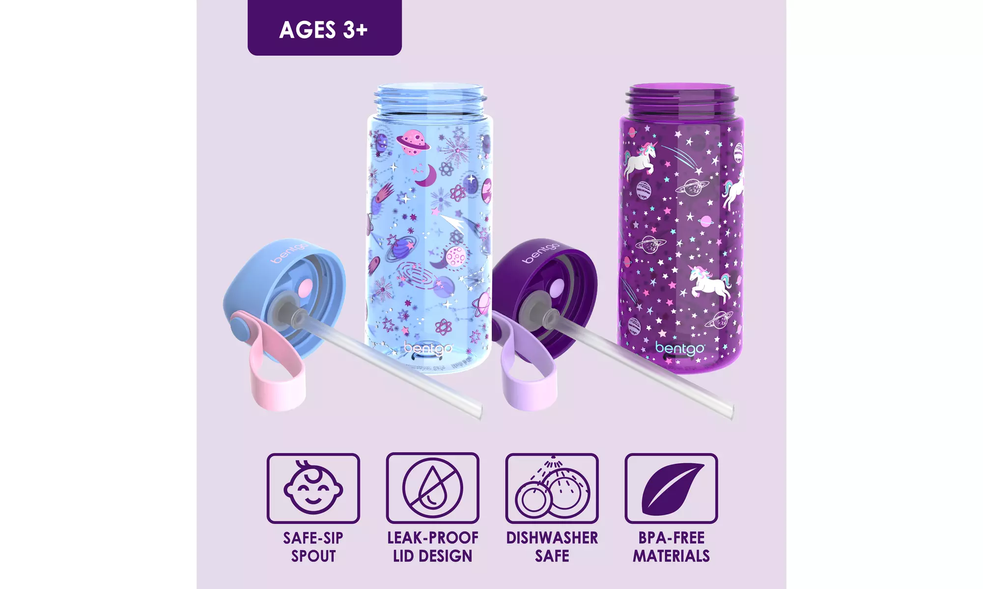 Bentgo Kids Water Bottle (1 and 2 Pack options)