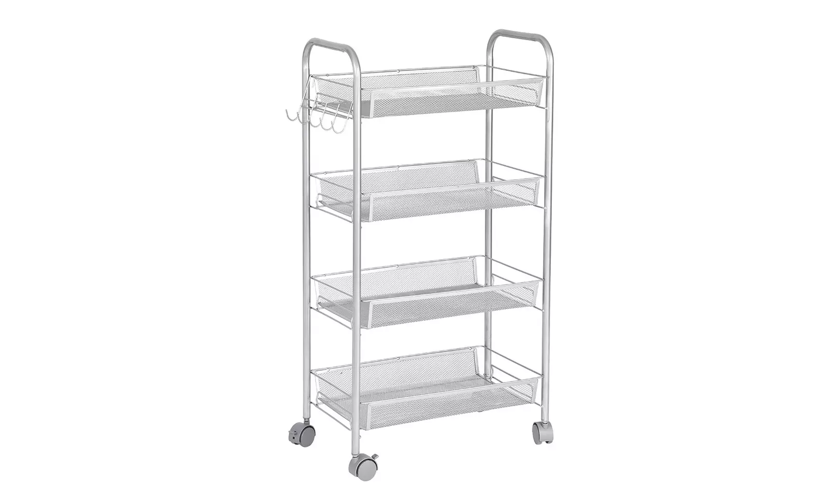 4-Tier Mesh Wire Basket Rolling Cart Kitchen Storage Cart With Wheels Shelving - Primary Image