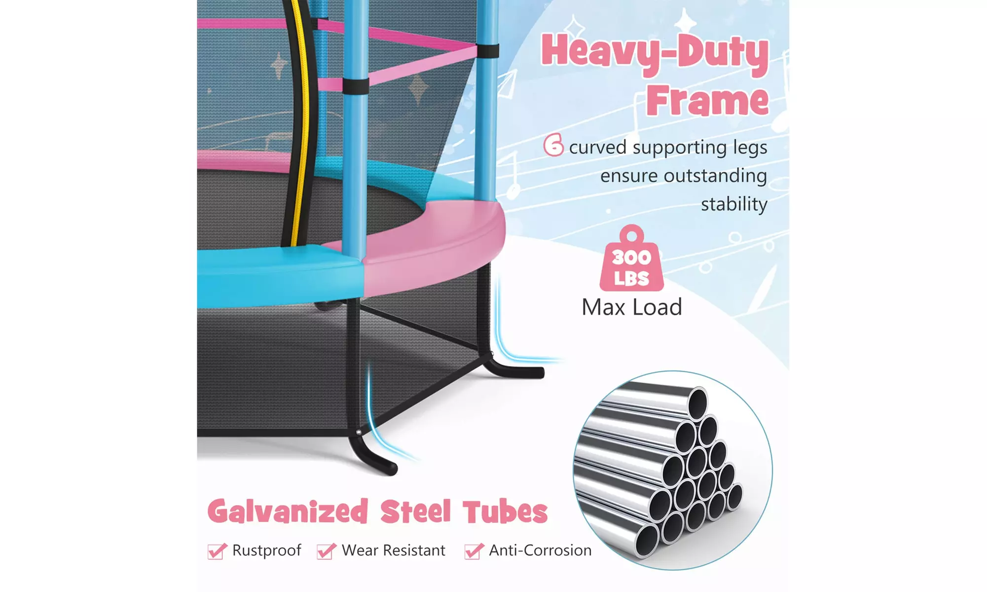 Youth Jumping Round Trampoline 55'' Exercise W/ Safety Pad Enclosure Combo Kids