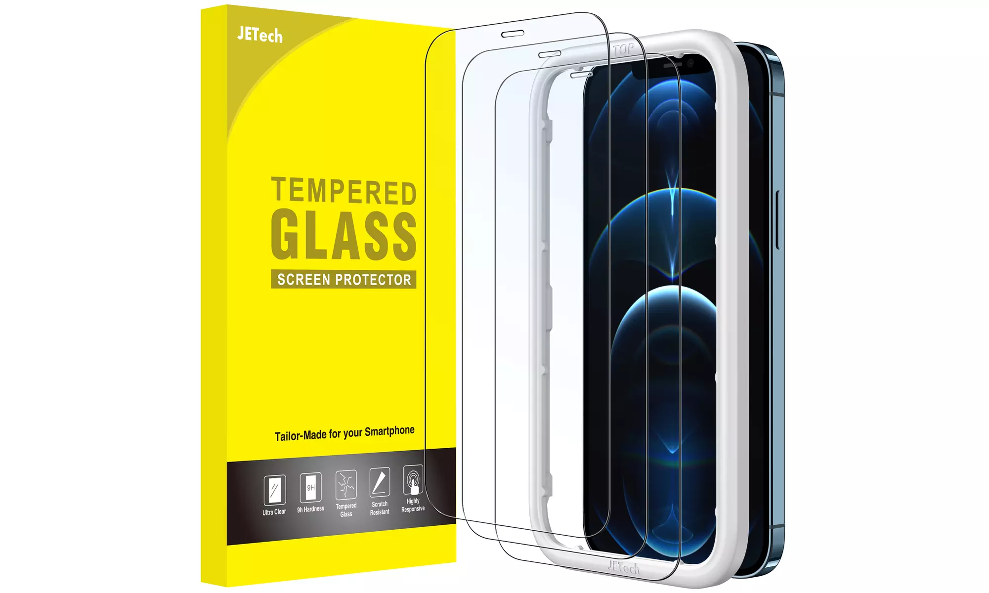 Tempered Glass Screen Protector for iPhone 12/13, Pro, Pro Max, Full Coverage