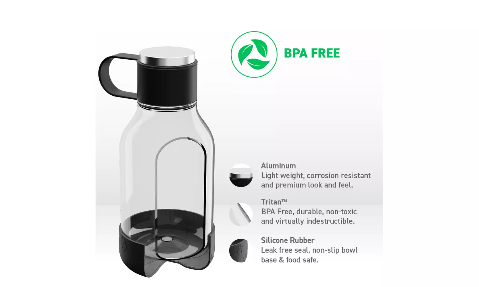 Asobu Tritan Water Bottle with Dog Bowl Attached- 50 Ounces