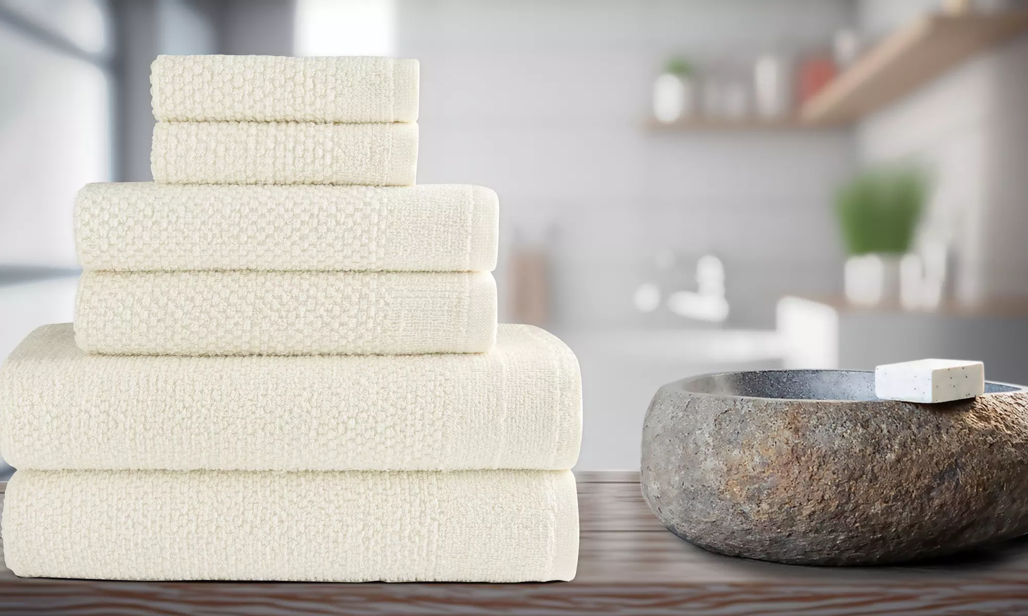 Dan River 6 Piece Popcorn Cotton Bath Towel Set