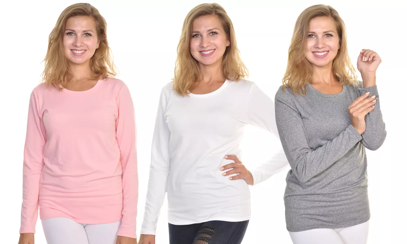 3-Pack Fleece Thermal Tops, Plus Sizes Available. - Second Medium