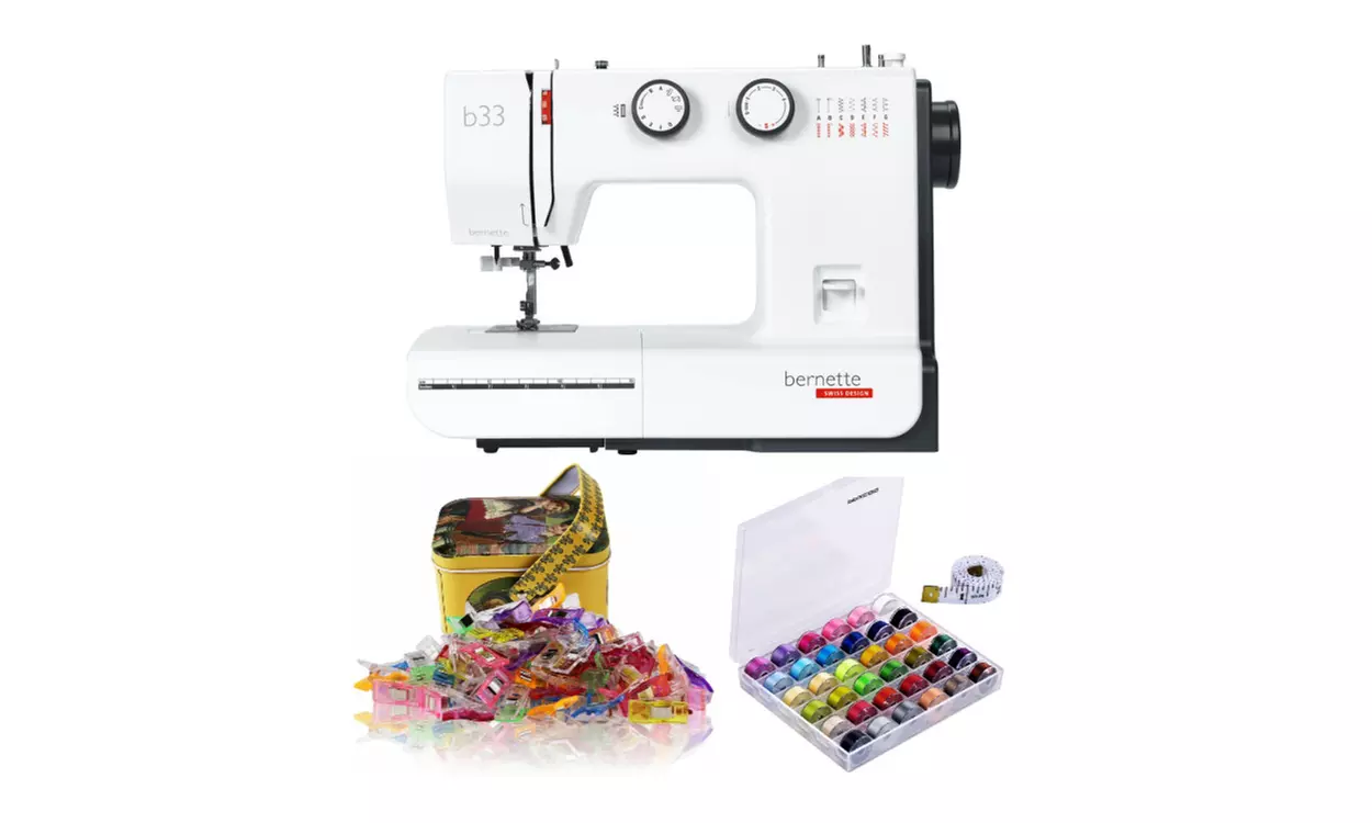 Bernette 33 Swiss Design Sewing Machine with Sewing Clips and Sewing Threads Set - Primary Image