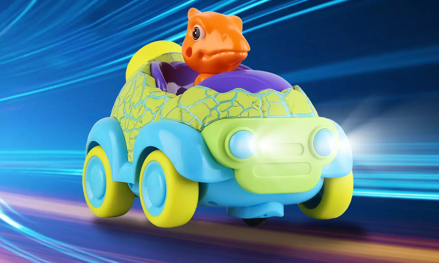 BabyLuv Dinosaur RC Cars with LED Lights & Music Kids Remote Control Car (2pk)