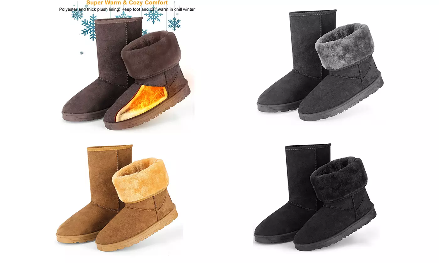 Women Ladies Snow Boots Waterproof Faux Suede Boots Fur Warm Lining Shoes - Primary Image