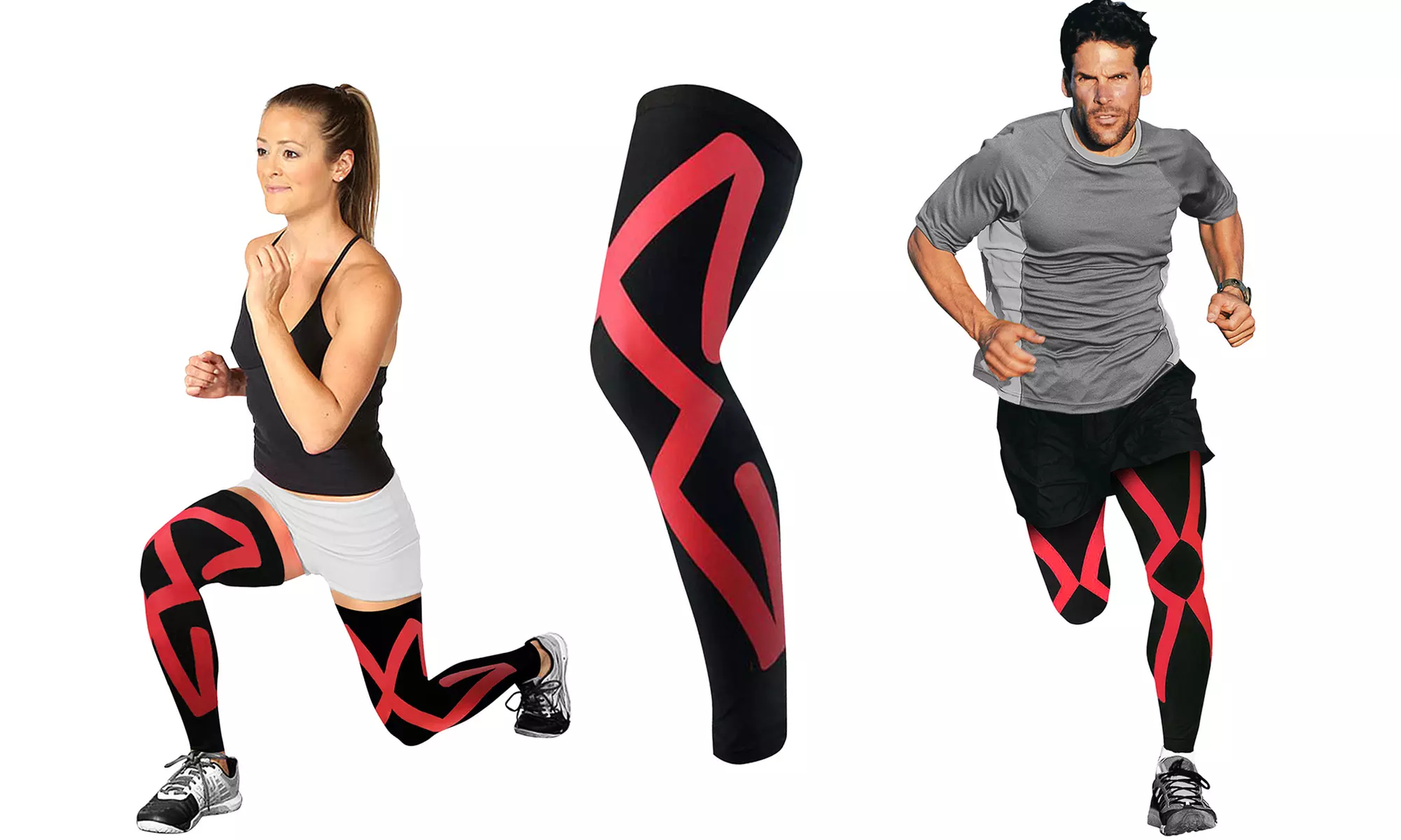 Kinesio Knee and Calf Compression Sleeves (2-Pack)