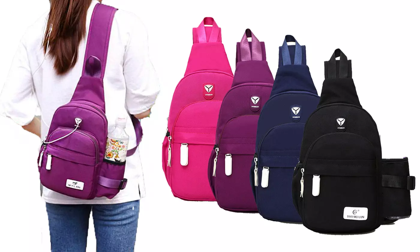 Womens Nylon Crossbody Sling Bag Travel Hiking Daypack - Primary Image