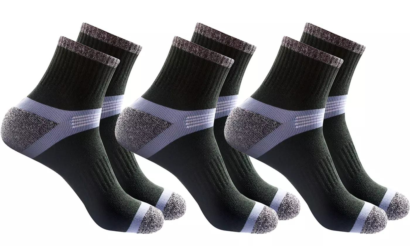 Men's Cotton Athletic Quarter Crew Socks (3 or 6 Pairs)