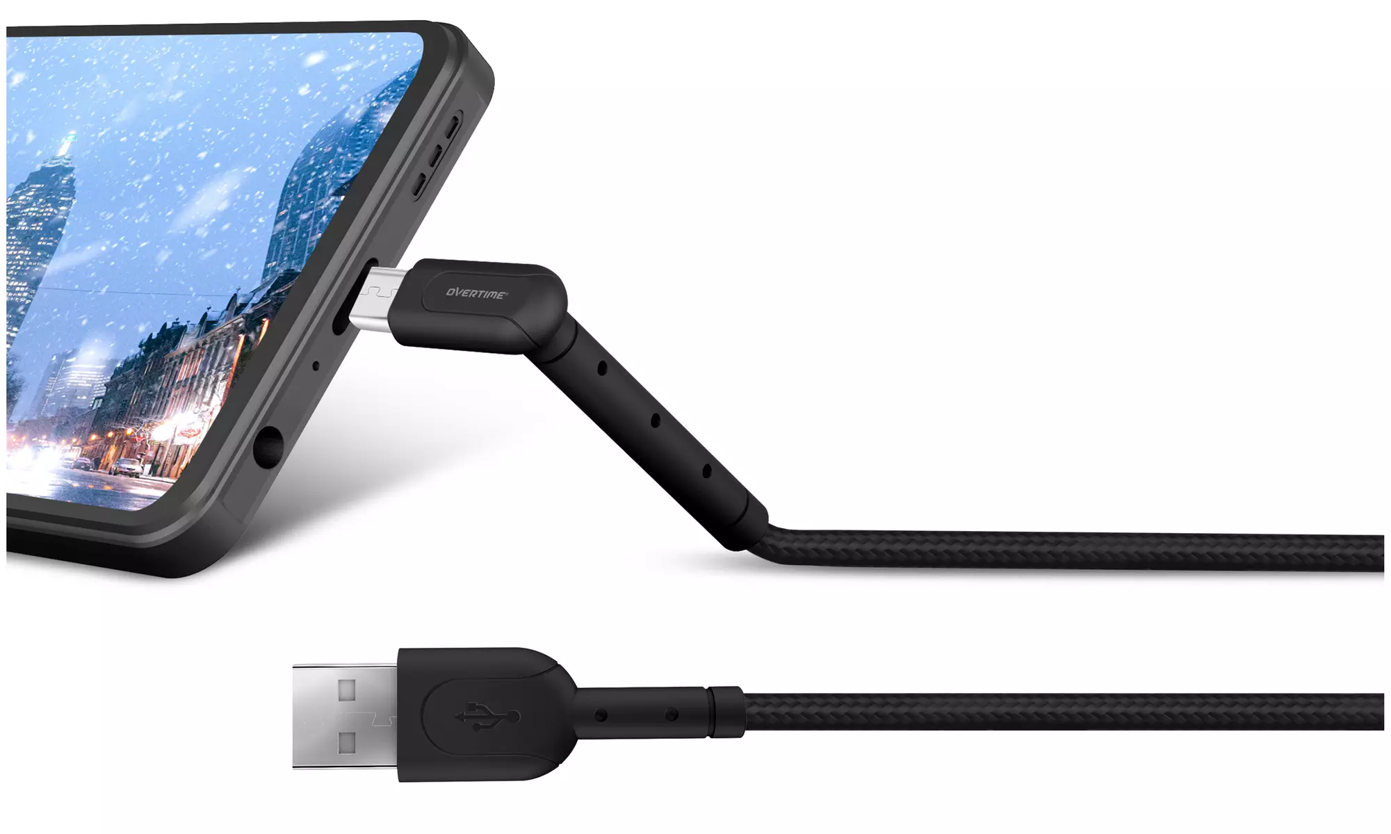 Overtime Micro USB Kickstand Charging Cable for Galaxy,Kindle - Black - Second Medium