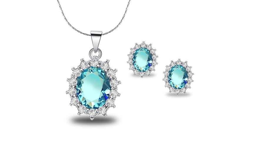 aquamarine necklace and earring set