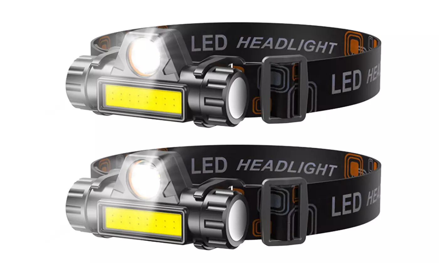 LakeForest 20,000 Lumen Rechargeable LED Headlamp with 2 Modes (2-Pack)