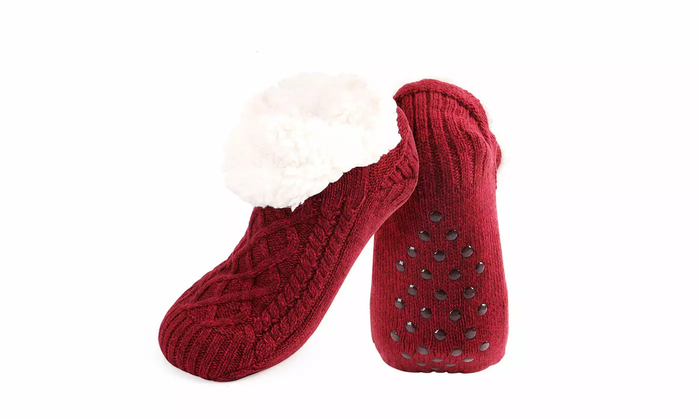 Women's Winter Thick Warm Fuzzy Slipper Socks with Grip