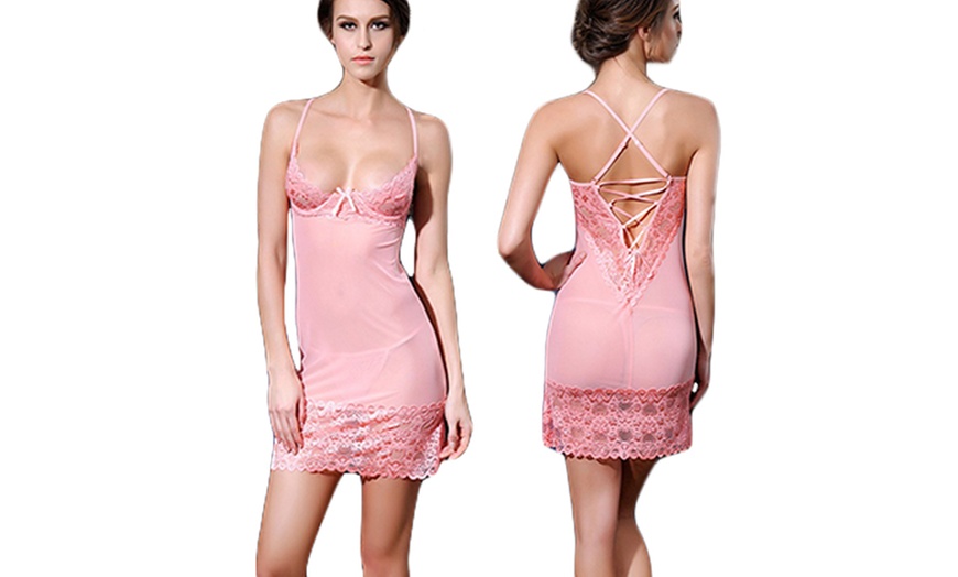 Image 2: Sexy Lingerie Lace Dress Babydoll Women's Underwear Sleepwear G-String