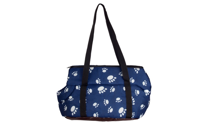 Image 8: Deluxe Cushioned Paw Print Pet Travel Carrier
