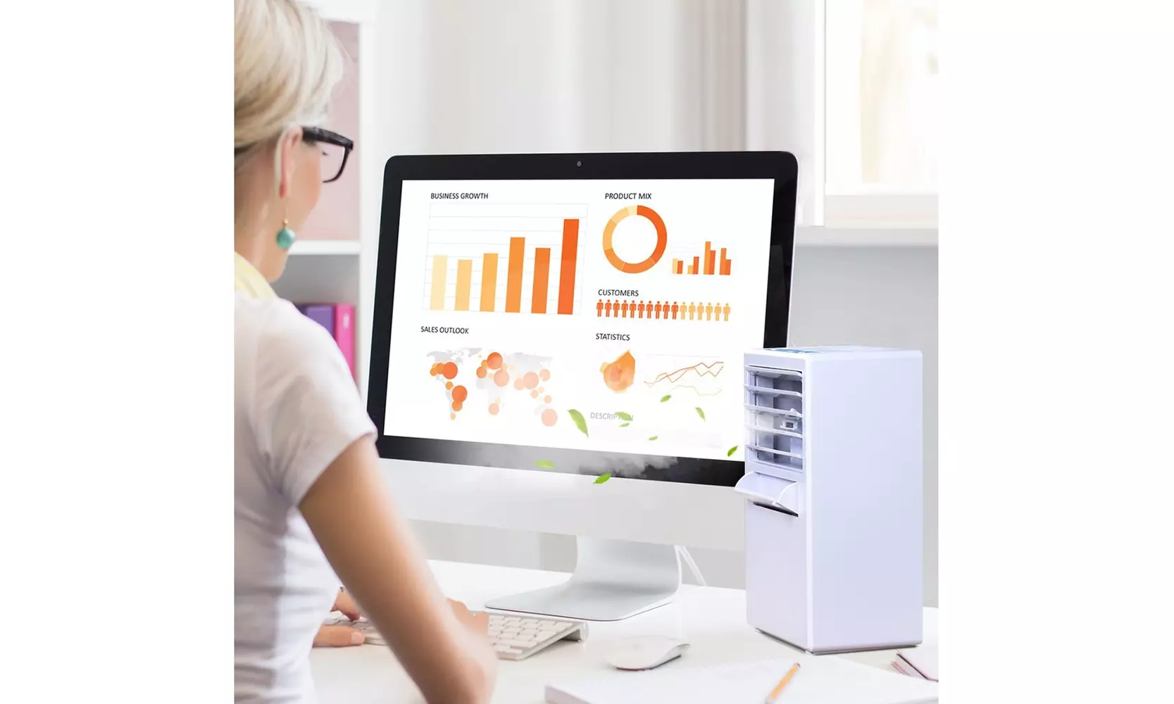 Desktop portable air conditioning fan 3 in 1 cooler humidifier and purifier - Second Medium