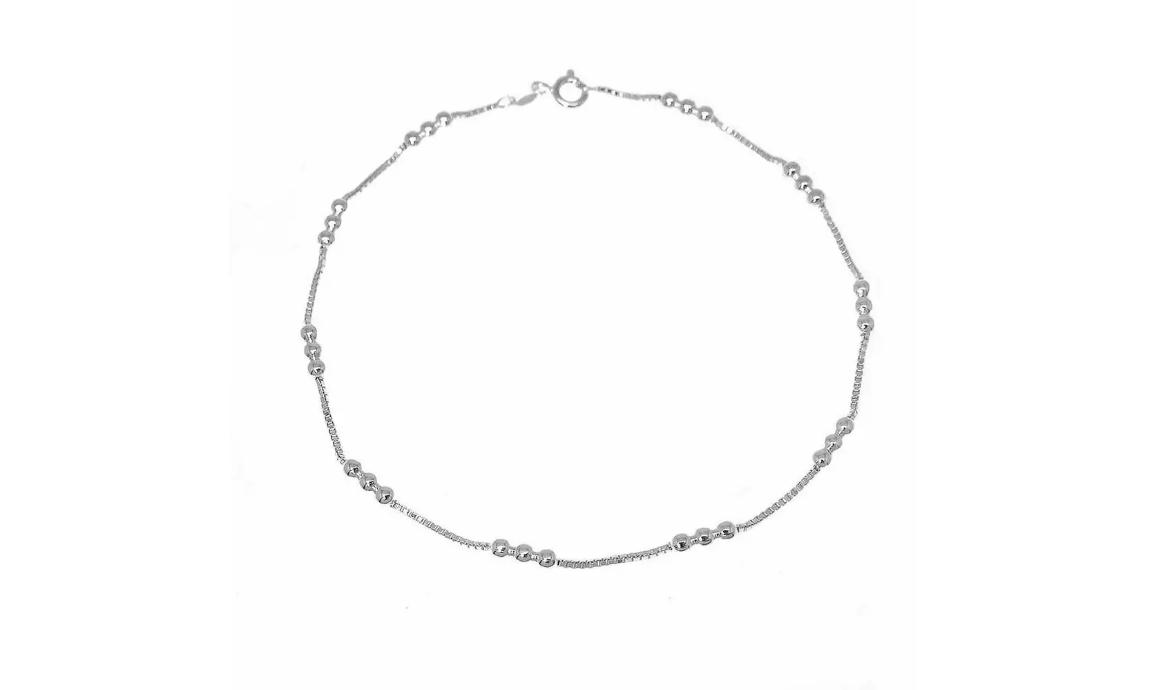 Italian Made Sterling Silver 9 or 10 Inch Triple Bead Anklet