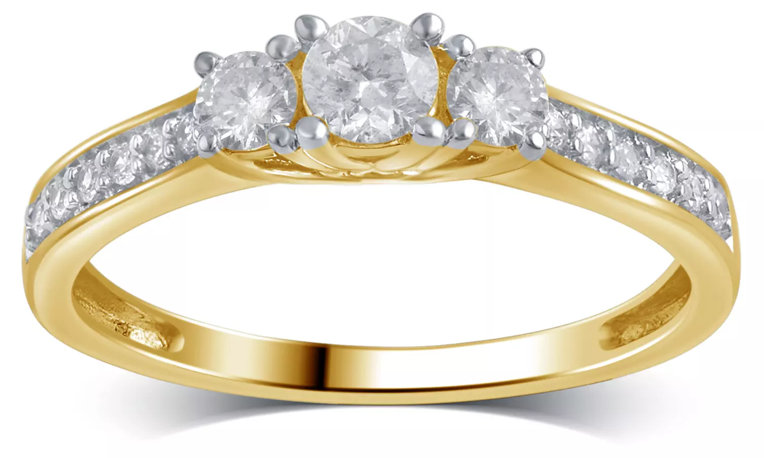 1/4  - 1/2  CTTW 3 Stone Plus Diamond Ring in 10K Gold by Brilliant Diamond - Second Medium