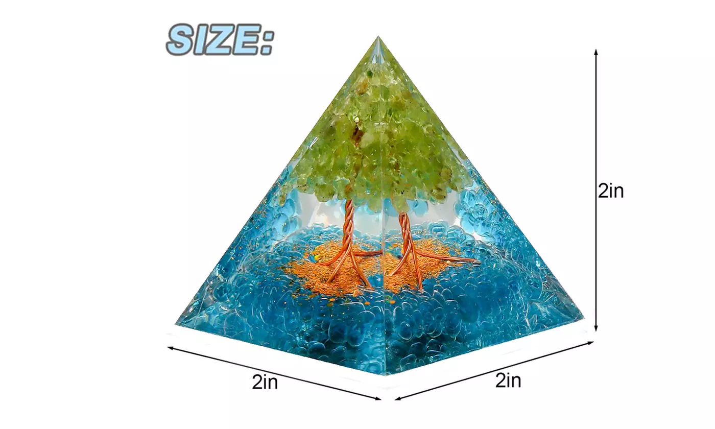 Orgone Pyramid Taichi Amethyst&Obsidian Healing Crystal Pyramid Energy Generator