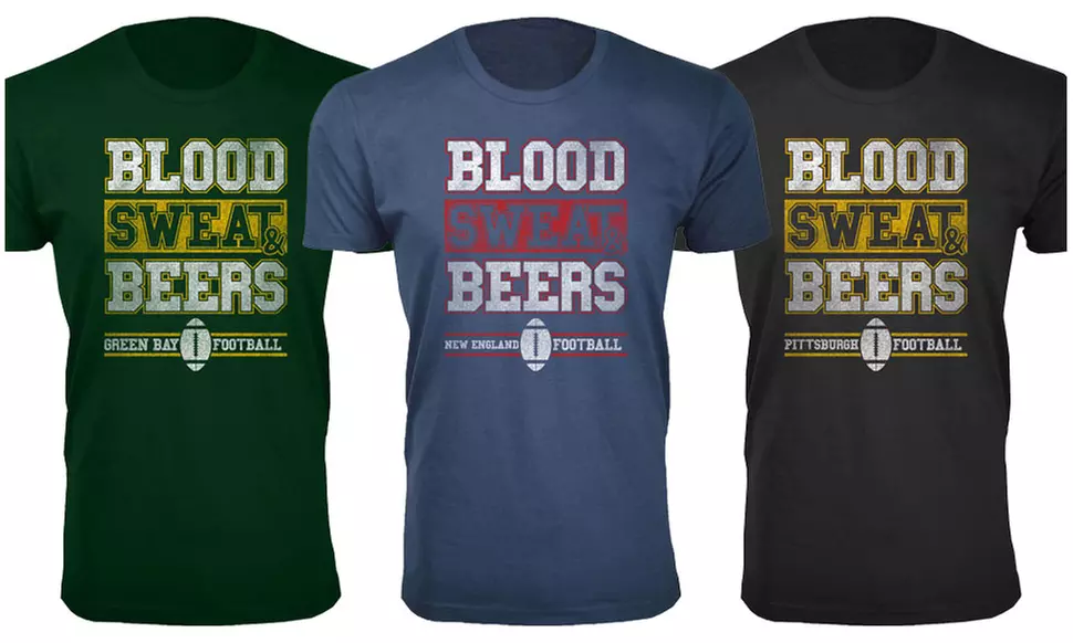 Men's Blood Sweat & Beers Football T-Shirts (Extended Sizes Available) - Primary Image