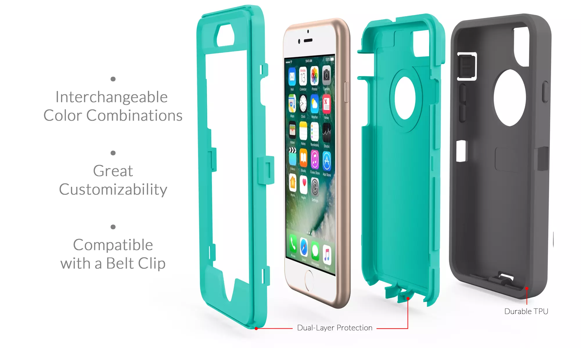 Apple iPhone 7 / 8 / Plus Protective Shockproof Hybrid Defender Case Cover - Second Medium