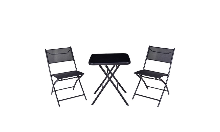 Image 2: Outdoor Patio 3PC Folding Square Table And Chair Suit Set Garden Bistro Backyard