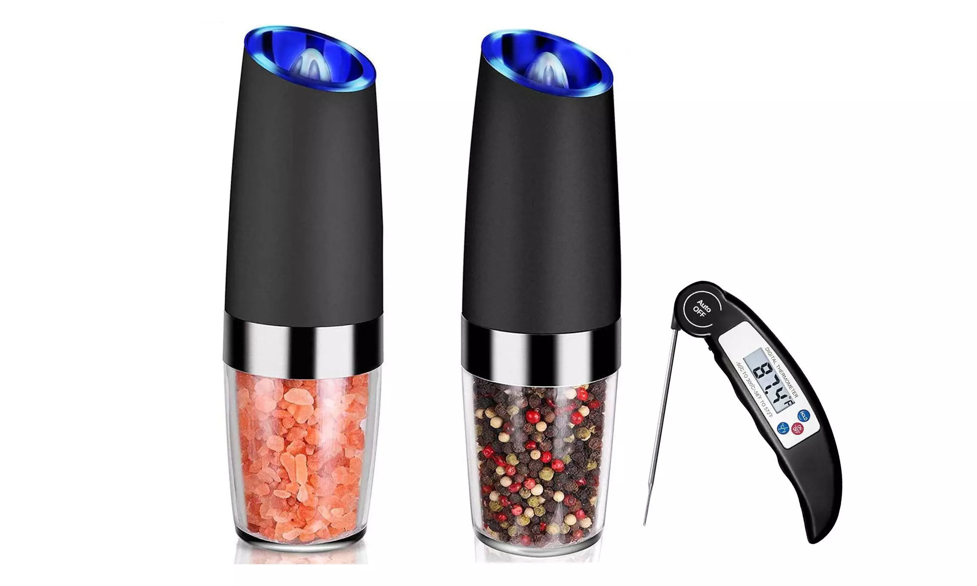 Gravity Electric Salt & Pepper Grinder Set Digital Instant Read Meat Thermometer - Second Medium