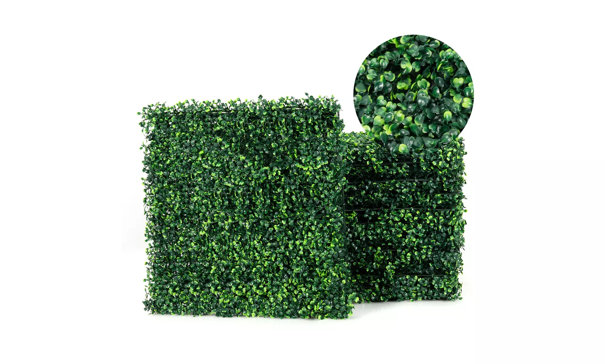 Costway 12 PCS 20X20 Artificial Boxwood Panels Hedge Plant Privacy Fence Decor - Primary Image