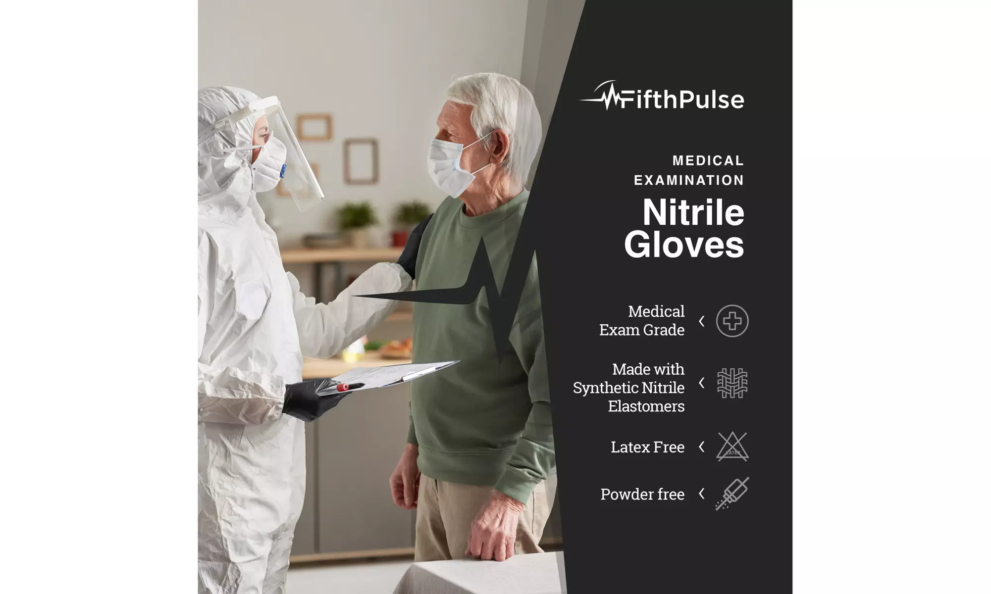 Fifth Pulse Nitrile Exam Latex Free & Powder Free Gloves - Box of 200 
