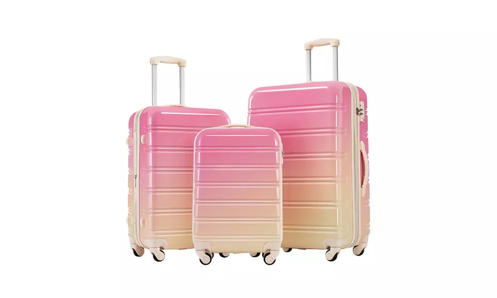 Hardshell Luggage Three-Piece Set Gradient Color Expandable Suitcase