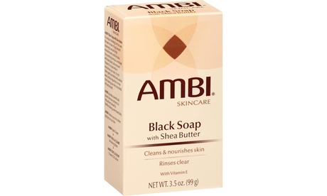 AMBI Skincare Black Soap With Shea Butter Clean And Nourishes Skin Rinses Clear 3.5 Oz