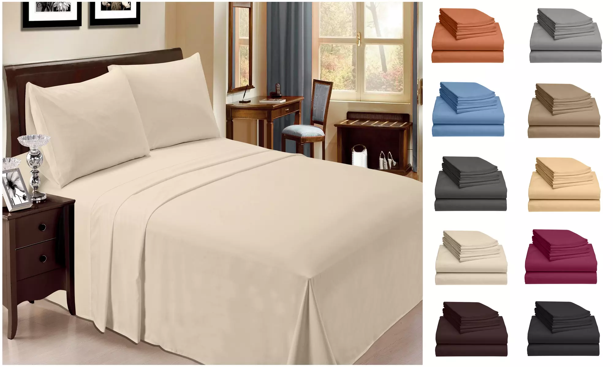 6 Piece Bamboo Sheet Set w/ 18 Inch Deep Pocket by LuxClub - 10 Colors - Group 1 - Primary Image