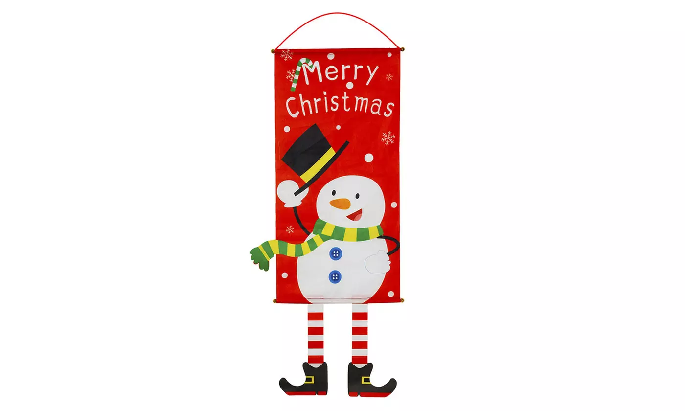 ItBelongs2U Merry Christmas Front Door Porch Sign Hanging Flag Wall Decoration