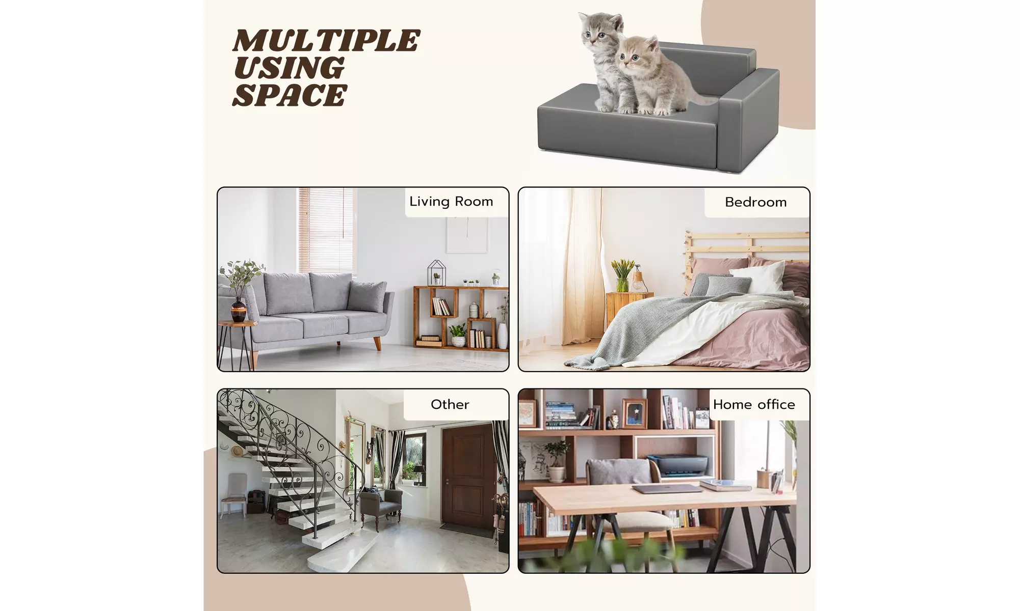 Modern Dog Sofa PU Leather Sturdy Dog Couch for Small and Medium Dogs - Second Medium