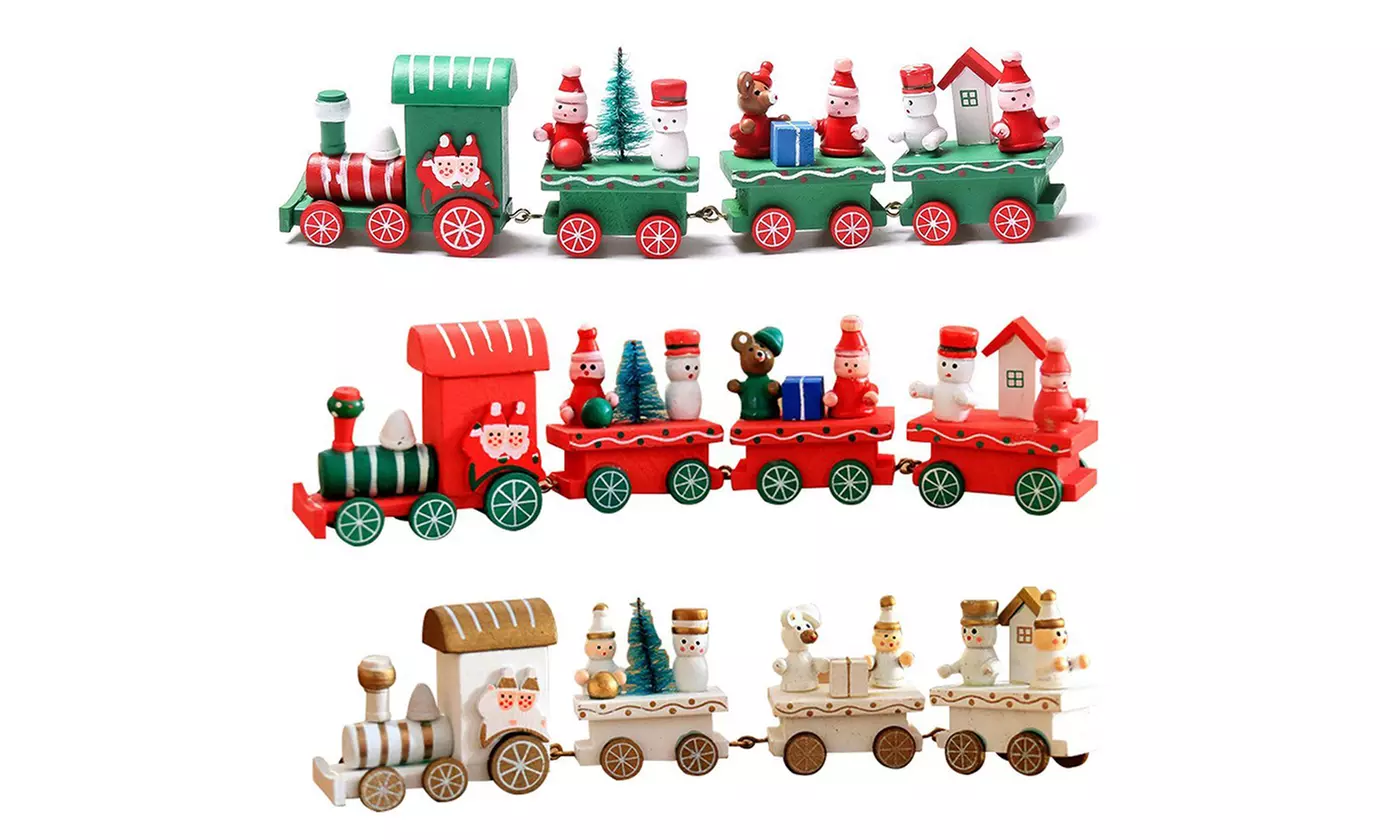 Wooden Mini Christmas Train with Snowman Ornament for Kids Gift Home Decoration - Primary Image