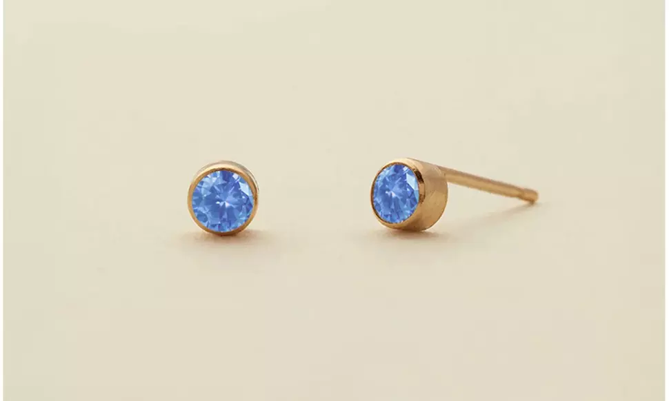 4mm Birthstone Stud Earrings in 14K Gold Plated Stainless Steel, 12 Colors