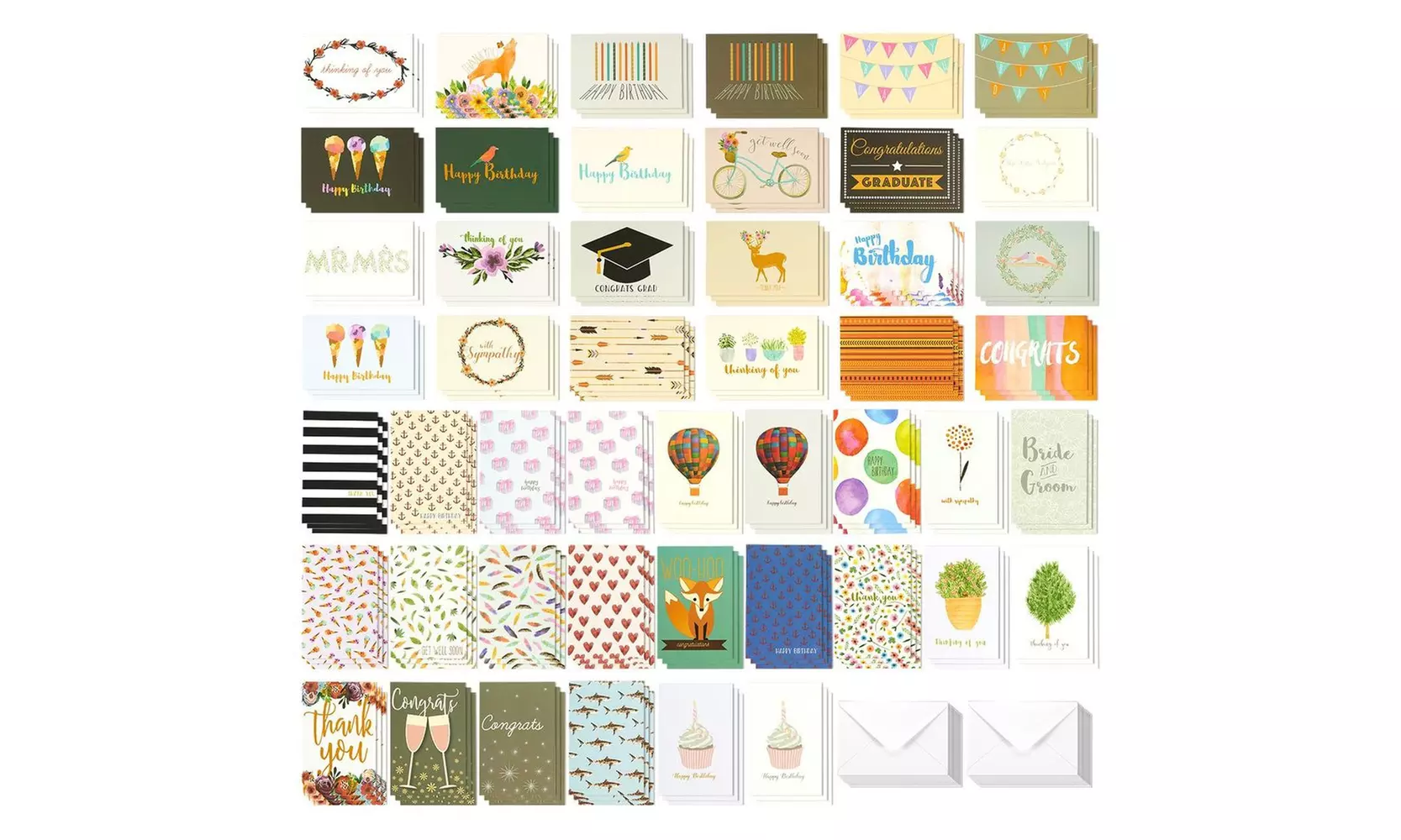 144 Assorted All Occasion Greeting Cards Bulk Set Birthday Wedding, 48 Designs - Primary Image