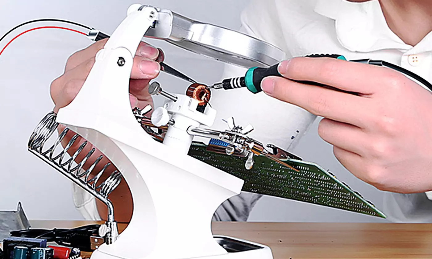 iMounTEK LED Helping Hands Magnifier with 3X/4.5X Lens & Soldering Aid Clamp