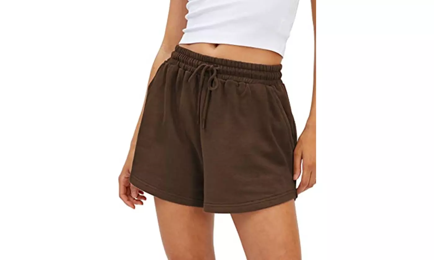 LESIES Womens Elastic Waist Sweat Shorts Active Shorts Workout Shorts