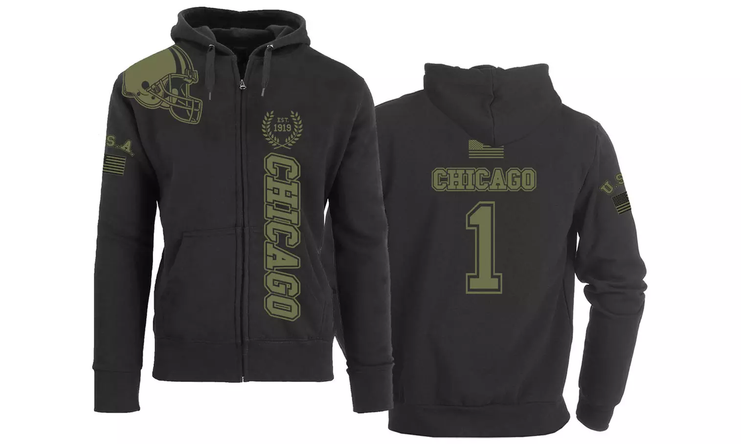 Men's Football Salute Zip Up Hoodie (S-2XL)