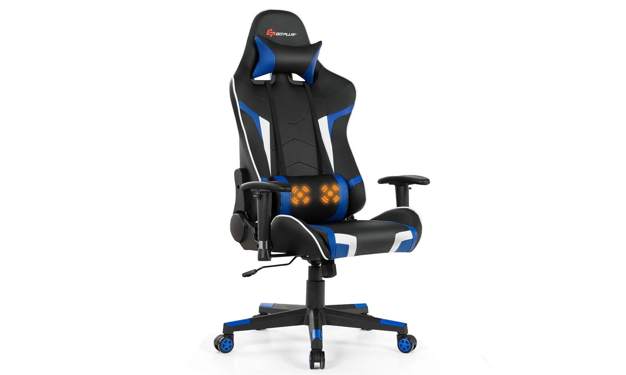 Reclining Massage Gaming Chair with Lumbar Support and Headrest